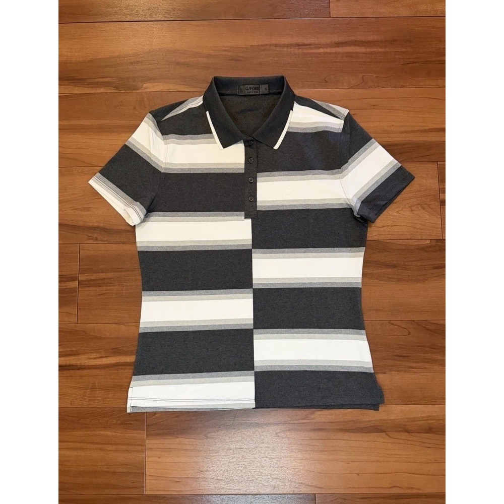 G/Fore Offset Gradient Stripe Tech Polo Shirt Gray White New Women's Size Small